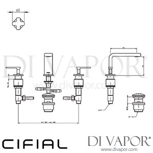 Cifial 31130T4K.U TH400 3 Hole Deck Basin Mixer Cross Tap Spare Parts